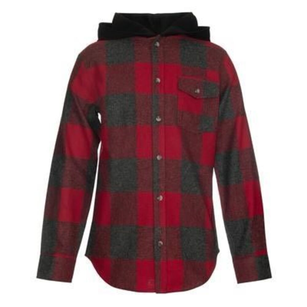 Univibe Big‎ Boys Metropolis Soft Hooded Plaid Flannel Shirt - Red Size M
